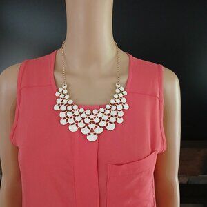 Jane Stone Ivory Necklace Fashion Statement Collar Openwork Bib Costume Jewelry